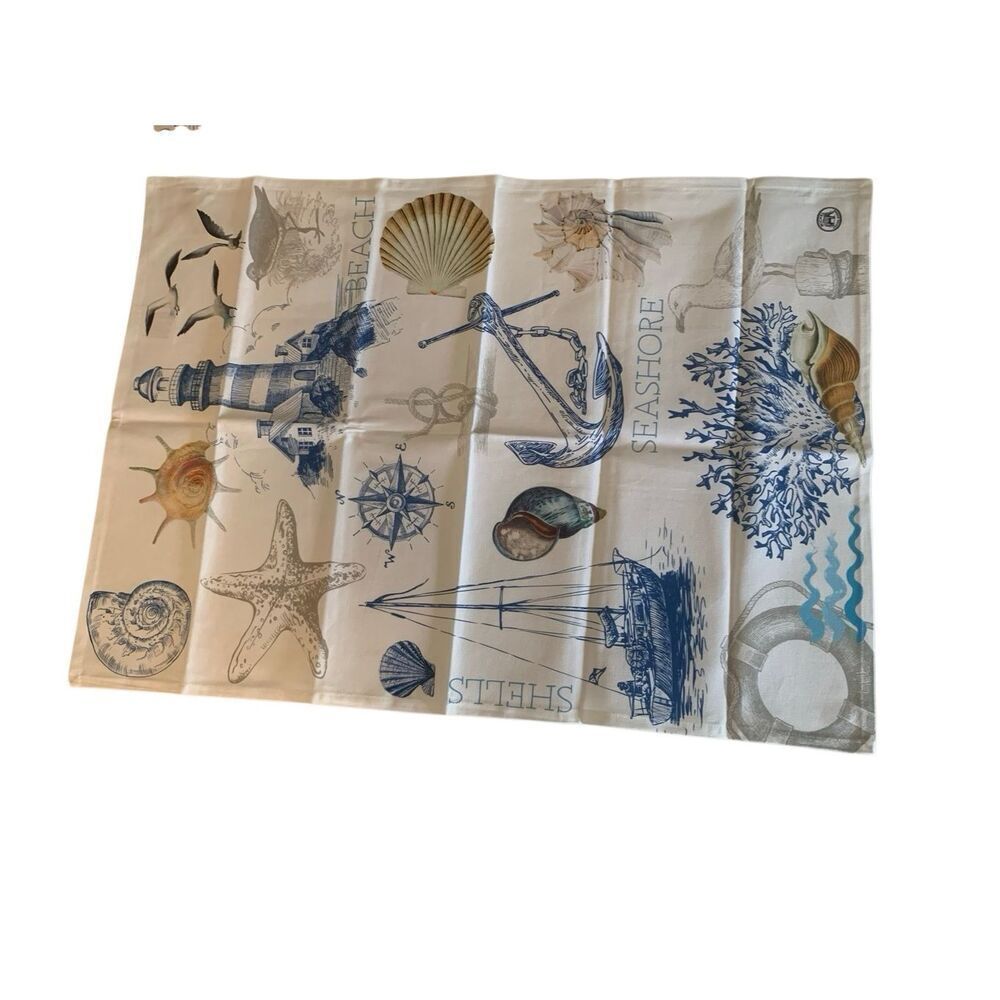 Stonewall Kitchen “The Shore” Tea Towel Cotton Coastal Kitchen Dish Towel, NWT